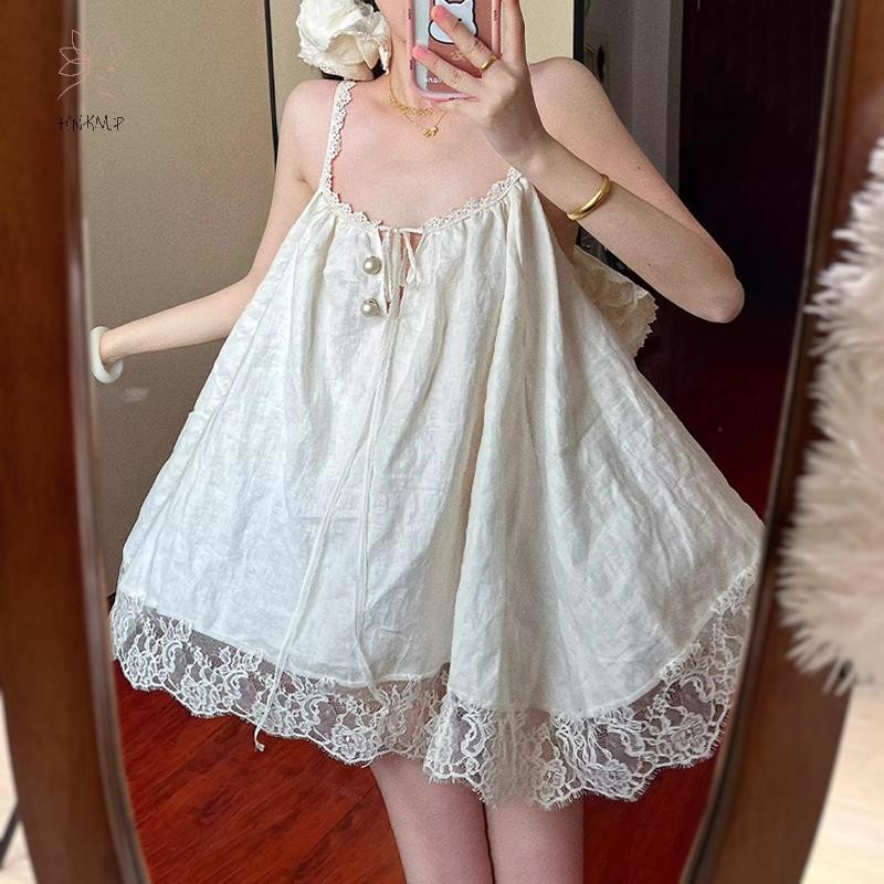 Váy Babydoll Dây Đeo Thiết Kế Ren Phù Hợp Đi Biển và Du Lịch