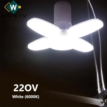 Đèn LED có thể gập lại WAPKTY, Bóng đèn trắng 6000K 40 bóng đèn LED E27 Bóng đèn quạt LED, Đèn LED 220V bền bỉ 4 + 1 Bóng đèn LED 28W hình lá cho gia đình, trần nhà, kho, nhà để xe