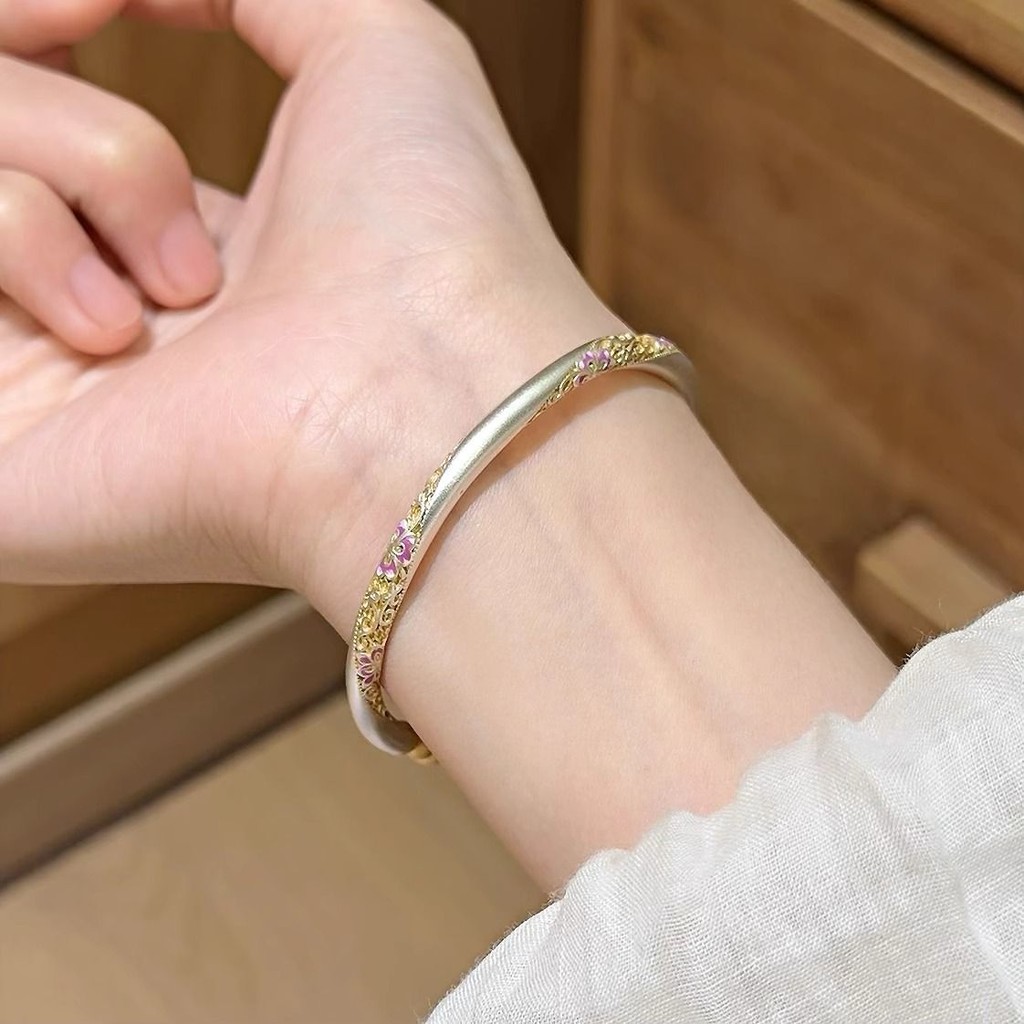 Vòng tay bạc 925 màu men bầu thủ công, phù hợp làm quà tặng