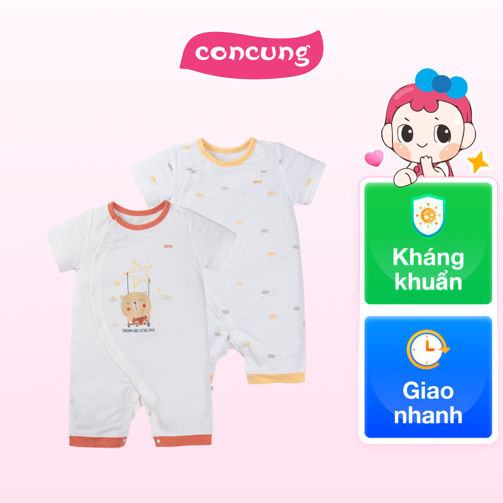 Set 2 Bodysuit modal kháng khuẩn đùi Animo VD0125004 (9-12M,Vàng-đỏ ...