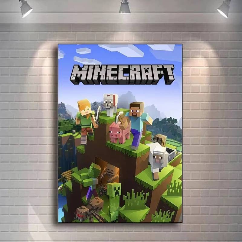 Phổ Biến Trò Chơi Phổ Biến Hoạt Hình Poster M - Minecraft Nhân Vật Pixel Nghệ Thuật In Phòng Trẻ Em Trang Trí Tường Trò Chơi Không Gian Tranh Canvas