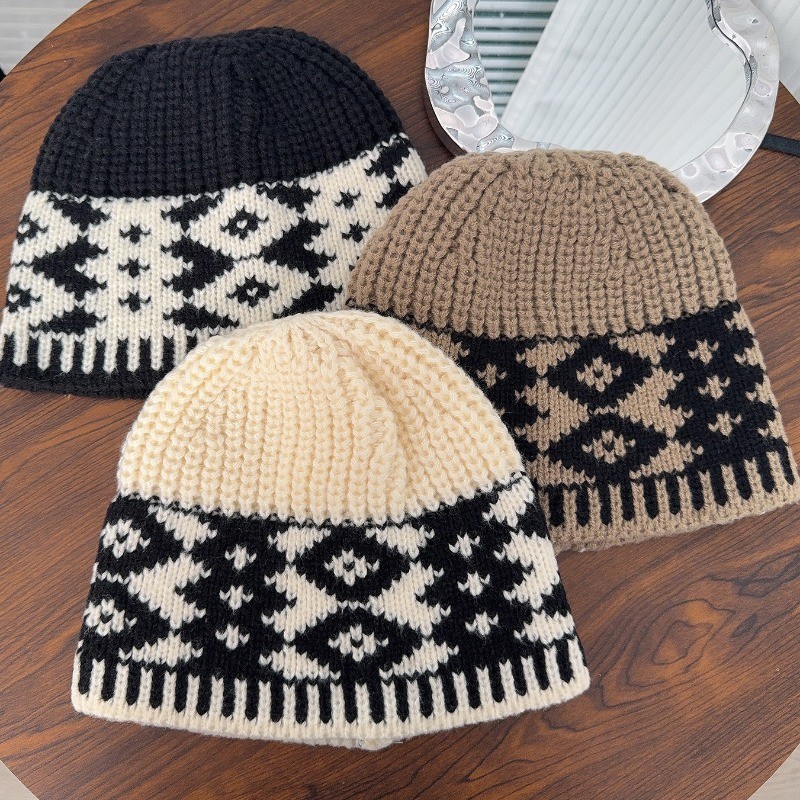 [GiuDuu] Mũ Skullies Beanie Jacquard Hình Thoi - Ấm Áp, Co Dãn, Thoáng Khí - Phù Hợp Mùa Thu Đông và Ngoài Trời