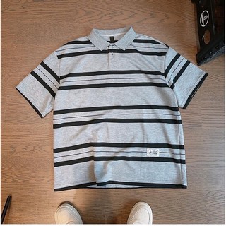 [Plus Size] 150KG Nam Sọc Ve Áo Hip Hop Tay Ngắn Cotton Đen Xám Áo Sơ Mi Oversize