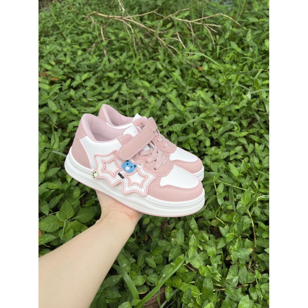 giày thể thao bé trai bé gái đen, hồng ngôi sao xin xắn mẫu mới có quai dán size đại QCCC có hộp SAO580 ( ảnh thật )