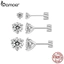 Bamoer 925 Sterling Sliver Bông Tai Lấp Lánh Moissanite Trang Sức Quà Tặng Cho Nữ MSE065