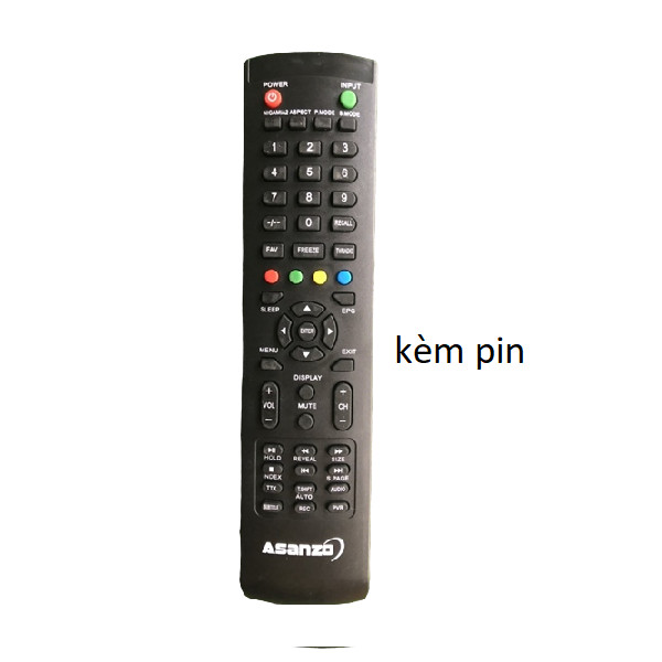 tay điều khiển remote từ xa tivi asanzo nút xanh trên cùng-kèm pin