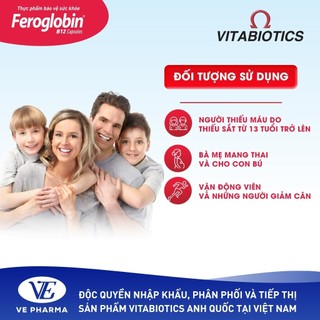 [🔥MUA LÀ CÓ QUÀ] Thực Phẩm Bảo Vệ Sức Khoẻ FEROGLOBIN B12 Capsules Hỗ Trợ Tăng Khả Năng Tạo Máu- Hộp 30 Viên Vitabiotics
