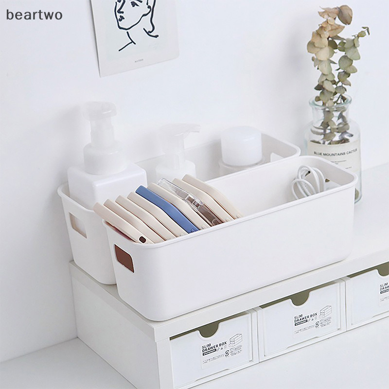 < Beartwo > Hộp đựng điện thoại di động để bàn đơn giản Hộp đựng mỹ phẩm Hộp đựng đồ lặt vặt dung tích lớn Giỏ đựng đồ lặt vặt Đẹp