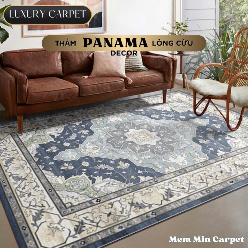 Thảm Panama Lông Cừu Cao Cấp 2mx3m-MemMinbedding Luxury Họa tiết sang chảnh, làm cho căn nhà thêm trang trọng, lịch sự