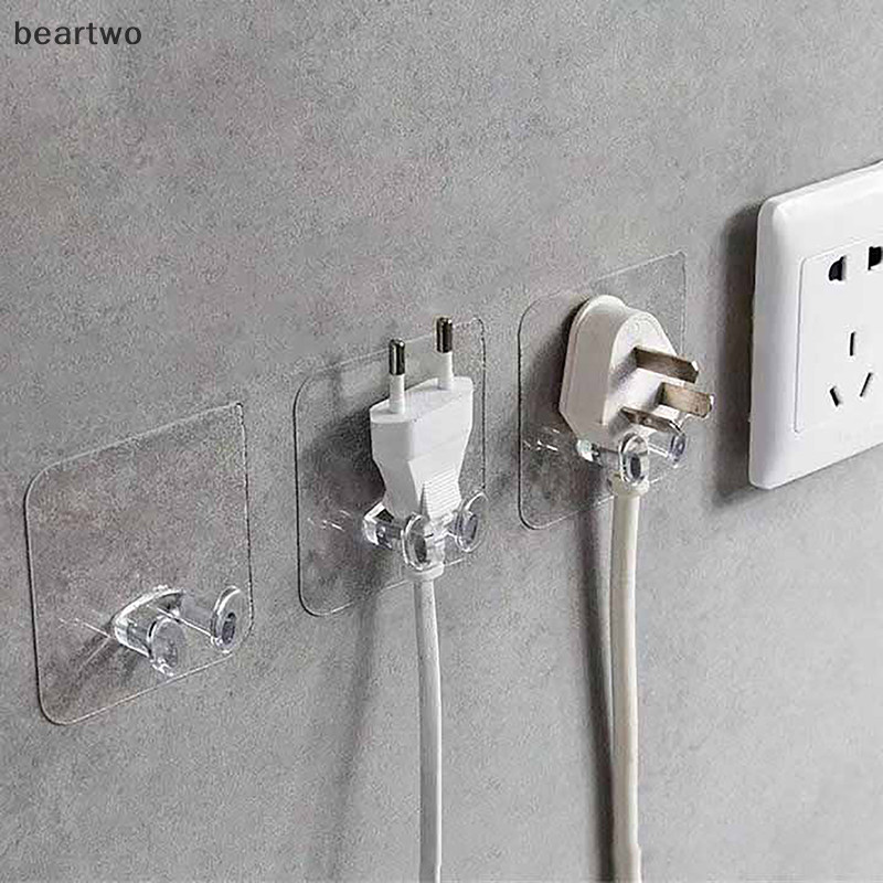 < Beartwo > 10 Chiếc Móc Bảo Quản Treo Tường Không Đục Lỗ Cắm Điện Ổ Cắm Giá Đỡ Bếp Trộm Móc Treo Tường Phòng Tắm Đẹp