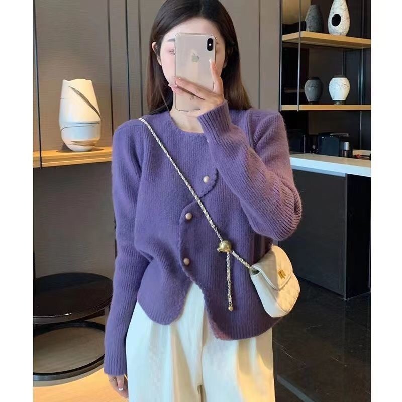 Áo khoác Cardigan len dệt kim thiết kế khuy cài lệch hottrend hàng QCCC xu hướng Hàn Quốc BA SP58
