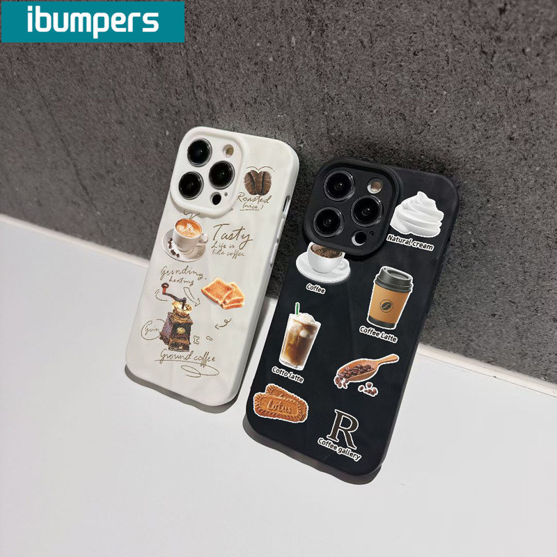 ibumpers Ốp lưng iphone đẹp cute cà phê in hình nhám Ốp điện thoại mỏng silicone mềm chống bẩn chống sốc cho Iphone 15 14 12 13 11 pro max IP 7 8 plus Iphon x xr xs max