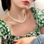 Vòng cổ ngọc trai thủy tinh cổ điển kiểu Pháp dành cho nữ, Thiết kế thích hợp sang trọng nhẹ nhàng, Dây chuyền xương đòn nâng cao, Dây chuyền cổ mới