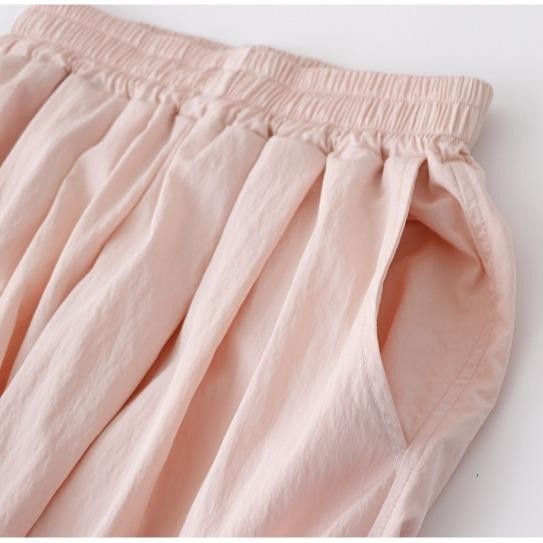 Quần Dài Nữ Ống Rộng Nhăn Cạp Cao Chất Dù Gió Nhăn Siêu Hack Dáng -Q055 Nhung Women Pants Thun Voi Ong Đen