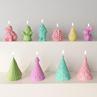 Bộ Sưu Tập Giáng Sinh Khuôn Silicon DIY Cây Giáng Sinh Ông Già Noel Giáng Sinh Hươu Thơm Nến Trang Trí Khuôn