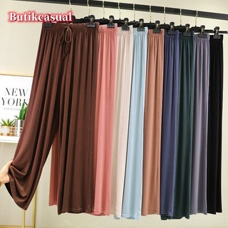 Phụ Nữ Modal Ống Rộng Quần Mùa Hè Mềm Mại Quần Ngủ Rời Thời Trang Palazzo Quần Co Giãn L-2XL