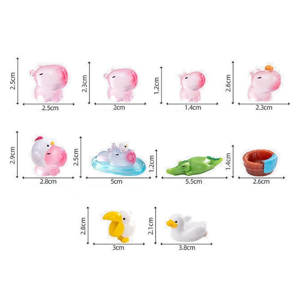 PWSEND Bức tượng Capybara thu nhỏ, Nhựa trang trí ô tô Tượng Capybara phát sáng, Phong cảnh vi mô dễ thương Phụ kiện DIY Đồ chơi Động vật nhỏ Lễ hội tiệc