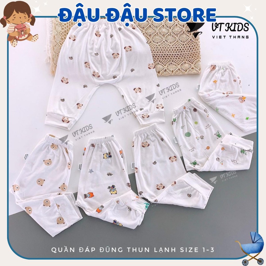 Set 10 Quần Dài Quần Chục Đáp Đũng Thun Lạnh Sơ Sinh Cho Bé Gái Trai Bỏ Bỉm 3-9kg Vải Thun Lạnh [QL005] Đậu Đậu Store