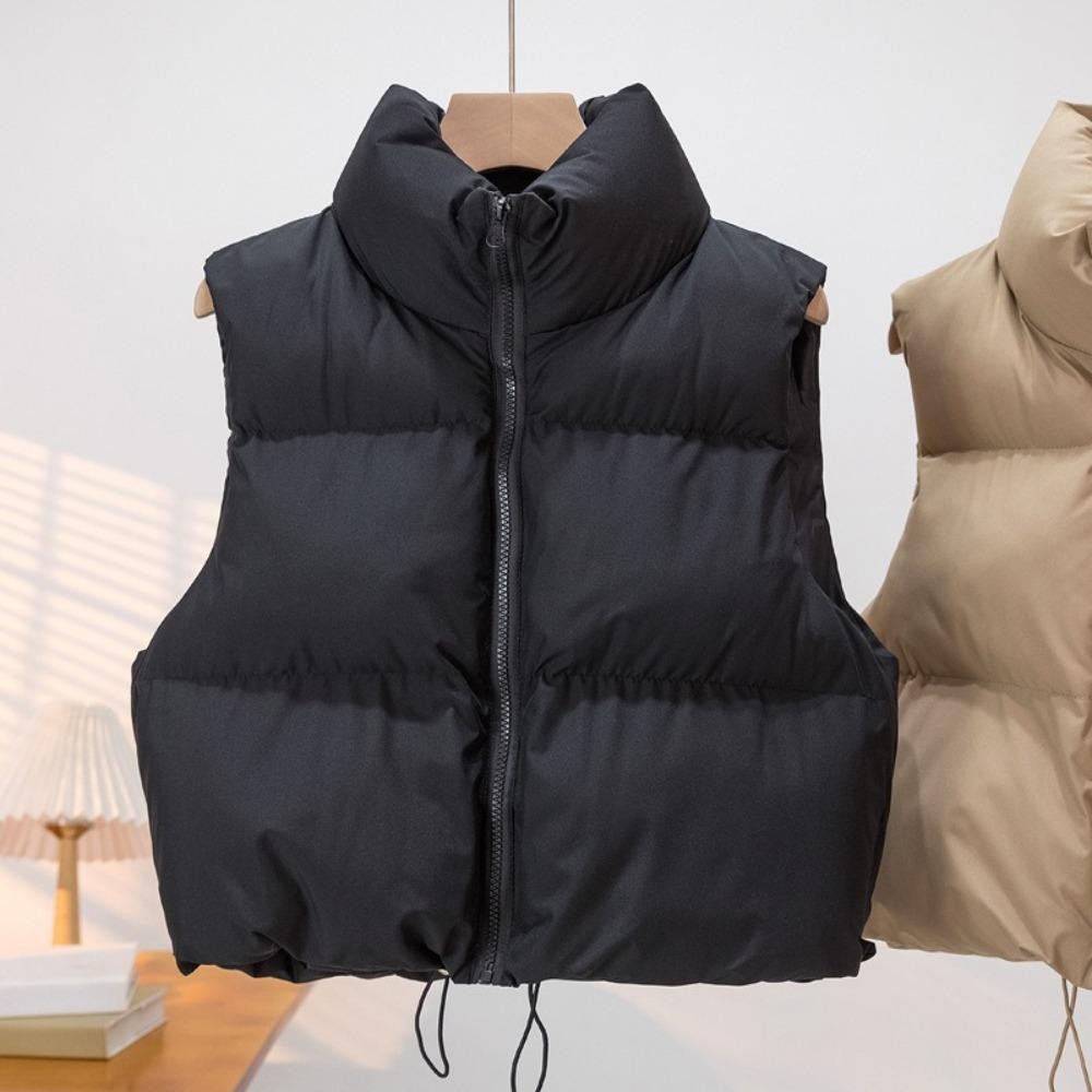 Áo vest nữ GUSTAVA, Áo vest không tay cổ đứng bằng Cotton, Áo khoác du lịch ngoài trời ngắn ấm áp mùa thu đông