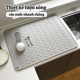 Thảm Silicone Úp Chén Đĩa Ráo Nước Nhanh Khô Chống Trượt, Tấm Lót Nồi, Lót Bếp Silicone Thoát Nước