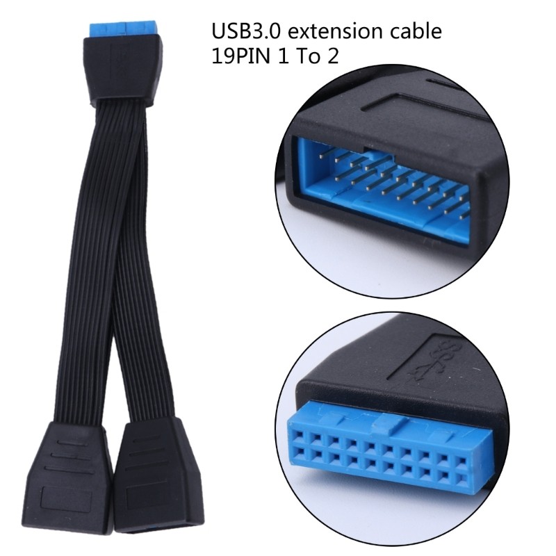BTM USB 3 0 19-Pin Header 1 đến 2 Bộ Chia Bo Mạch Chủ Cáp Hơn Độn Rộng 15CM