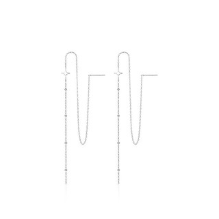 S925 Bạc Dây Tai Nữ Phiên Bản Hàn Quốc Nhỏ Tươi Dài Phong Cách Sang Trọng Dây Xích Tai Thiết Kế Ngôi Sao Niche Influencer Tai Trang Sức