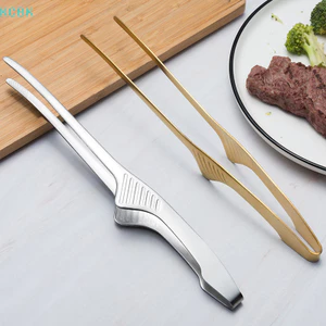 Kẹp thức ăn BBQ Kẹp nướng Phụ kiện nhà bếp bằng thép không gỉ Nấu nướng ngoài trời Dụng cụ nướng bánh kẹp bít tết chống dính [BK]