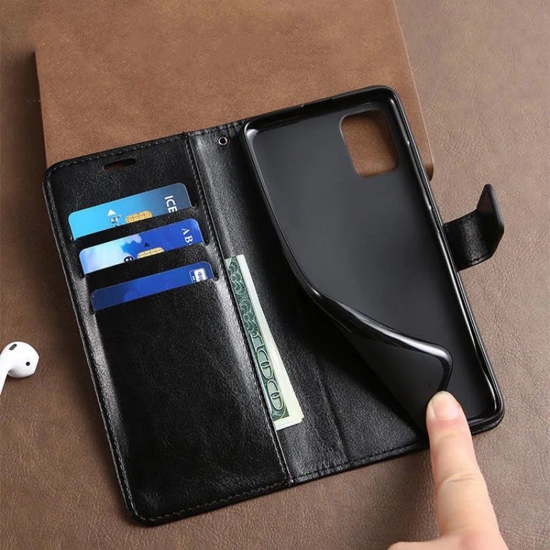 Ốp Lật Realme C67 C63 C61 C65 C53 C51 C55 Note 50 V50 V50s C30 C30s C33 C31 V30 V30T V20 12X 12 11 10 9 9i GT Neo 6 SE Pro Plus 5G Vintage Ví Da Khe Cắm Thẻ Điện Thoại Bao da