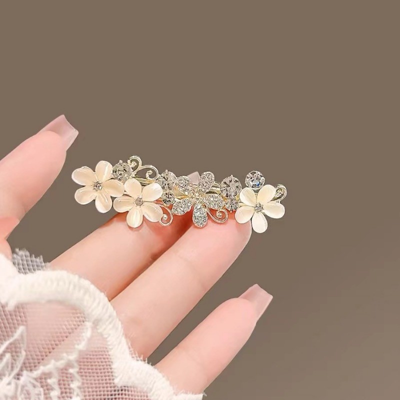 Mauropoli Kẹp Tóc Kim Loại Hoa Mắt Mèo, Phụ Kiện Nữ Mùa Hè, Kẹp Một Từ, Kẹp Bên, Mũ Đội Đầu, Nửa Buộc Tóc