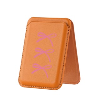 Ví họa tiết nơ màu hồng cho iPhone 16 15 14 13 12 11 Pro Max Plus Thẻ da Giá đỡ điện thoại cho vỏ bỏ túi
