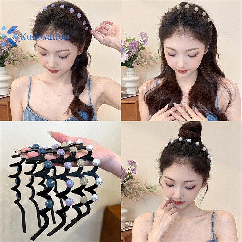 Kudosation Wave s Dành Cho Nữ Răng Chống Trơn Trượt Tóc Bé Gái Rửa Mặt Thể Thao Băng Đô Quấn Tóc Phụ Kiện Tóc