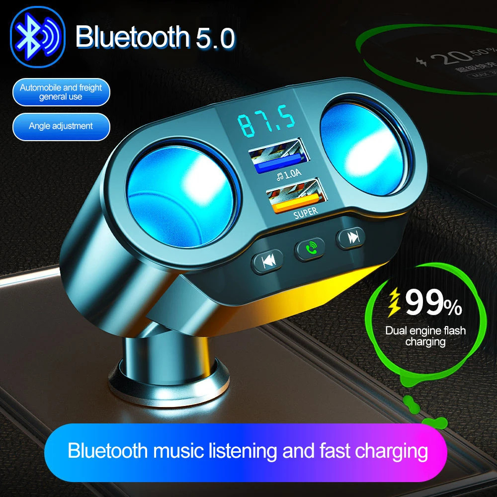Bộ chia ổ cắm bật lửa thuốc lá ô tô QC 3.0 12-24V USB kép QC3.0 Bộ sạc nhanh USB kép 4.8A Bộ chuyển đổi nguồn hiển thị kỹ thuật số