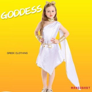 Mg-hy Lạp Nữ Thần Trang Phục Cho Bé Gái Cao Quý Toga Đầm Băng Đô Choker Cánh Tay Bộ Tay Cho Halloween