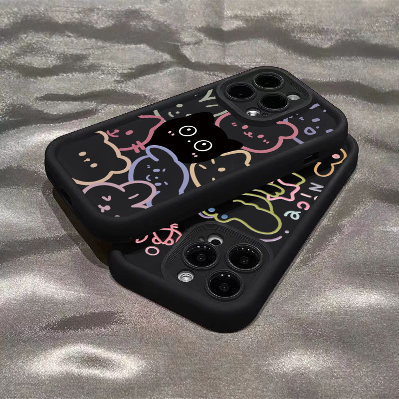 Vỏ Tương Thích Cho Infinix Smart 8 7 5 6 Note 40 Pro 30 5G Hot 40 40i 30i 30 Chơi NFC Tecno Spark 20C 10 Spark GO 2024 Camon 20 Pro 12 G96 Line Graffiti Kitten Soft Matte Cover
