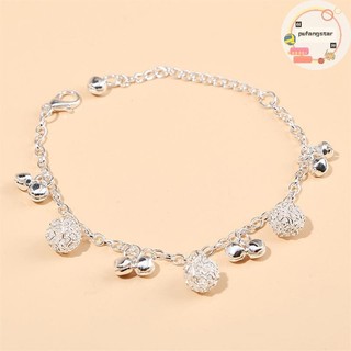 Pufangstar Mới Mạ Bạc Vòng Tay Thời Trang Ch Hạt Mặt Dây Chuyền Vòng Tay Nữ Bé Gái Trang Sức Quà Tặng VN