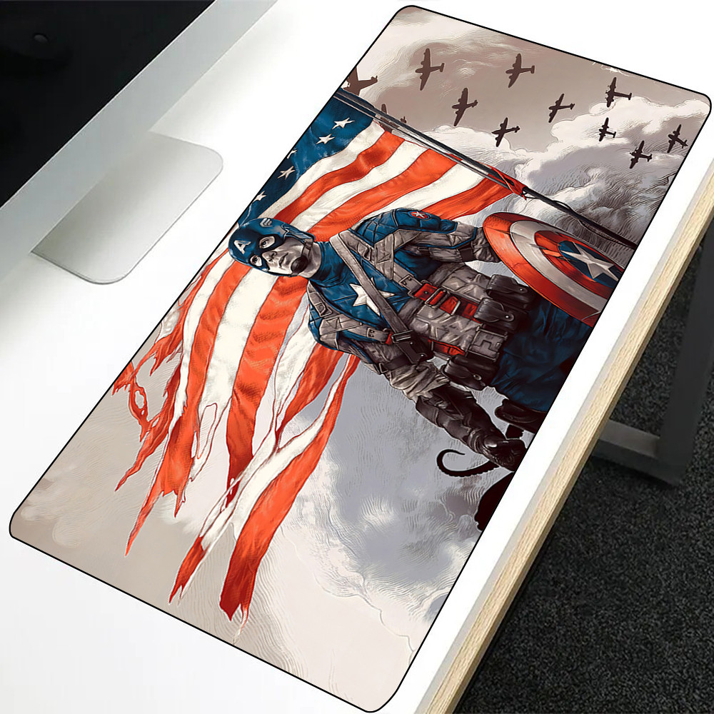 Siêu Anh Hùng Captain America Mousepad HD In Máy Tính Game Thủ Khóa Cạnh Chống Trơn Trượt Miếng Lót Chuột XXL90x40cm Bàn Phím PC Để Bàn Pad