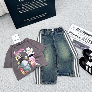 S281-Set áo thun phối quần jean dài sọc cho bé gái Size từ 8-30Kg