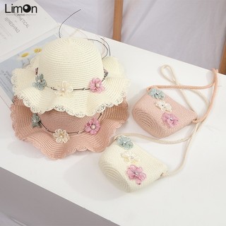 Mũ Cói Đính Hoa Thời Trang Hè Xinh Xắn Cho Bé Gái