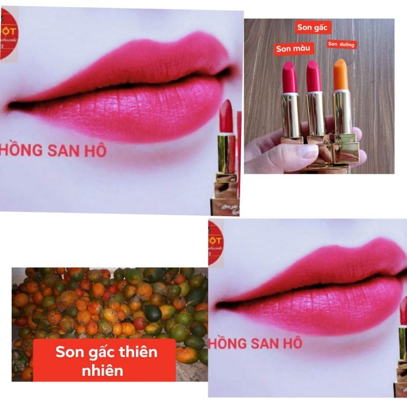 son gấc thiên nhiên và son kem nhung lì mua 2 tặng 1 son kem dưỡng môi màu nhẹ
