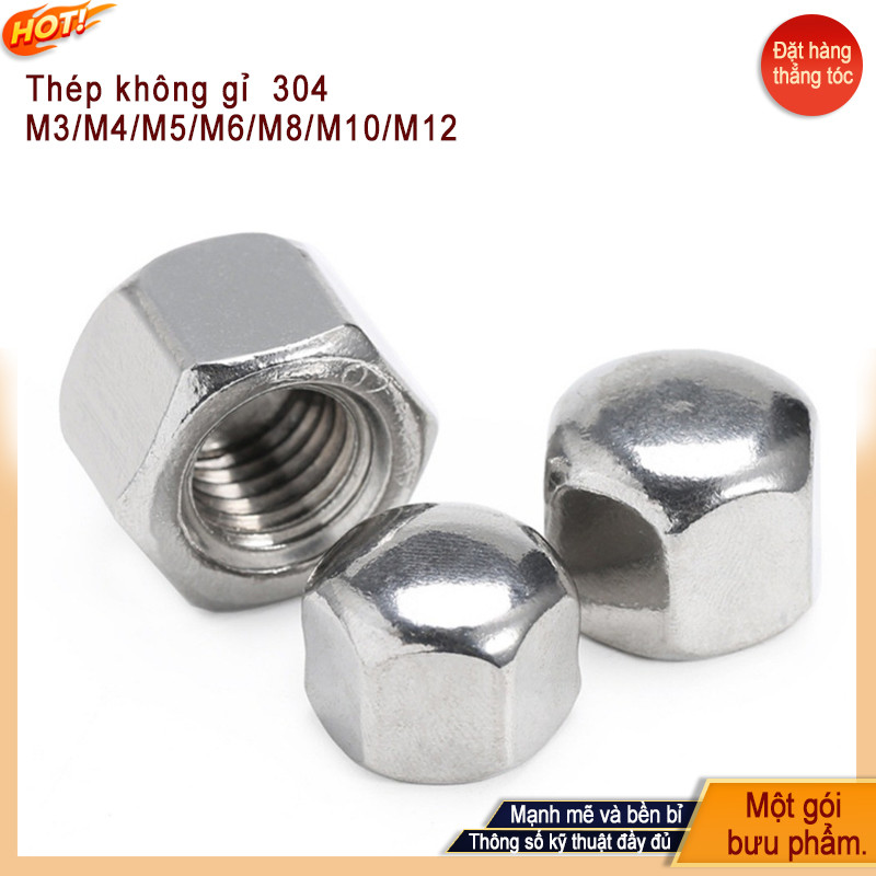inox 304, Đai ốc lục giác Đầu Tròn Mũ Ốc Vít,SizeM3-M12，Có Sự lựa chọn ...