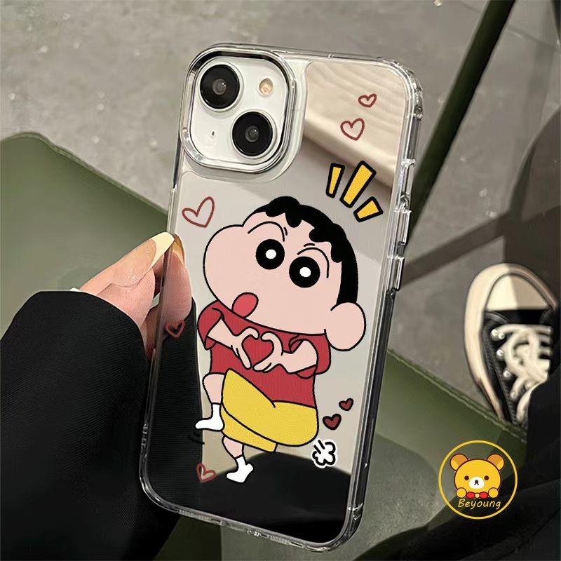 Ốp Điện Thoại Gương Crayon Shin-chan Hoạt Hình Dễ Thương Cho Xiaomi 14T Pro 14 13T 12T 12S 13 Ultra 12 Mi 11 11T Pro Lite 12X Civi 3 2 Poco X3 GT X4 M4 Pro 5G C55 C65 4G Vỏ Ngộ nghĩnh Bao da