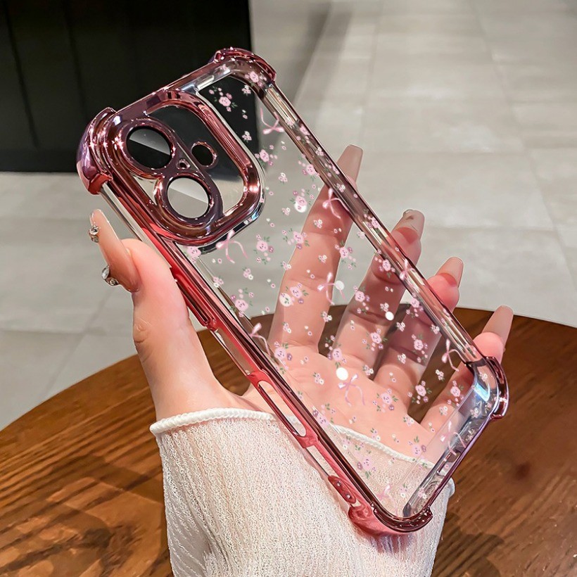 Ốp Lưng Hoa Nơ Màu Hồng Cho Xiaomi 14T 14 13 13T 12T 12 15 Pro 11 Lite 5G NE M7 M5S F4 F3 X4 GT M6 Pro Trong Suốt Bảo Vệ Toàn Diện Vỏ Mềm Chống Sốc