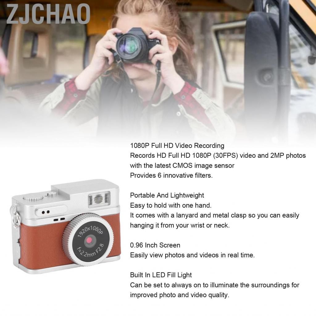 Zjchao Máy ảnh kỹ thuật số retro của Bewinner 1080p FHD Keychain với màn hình màu 0,96 inch được tích hợp trong bộ lọc 6 bộ lọc Vlogging di chuyển di động cho người mới bắt đầu (màu xanh lá cây)