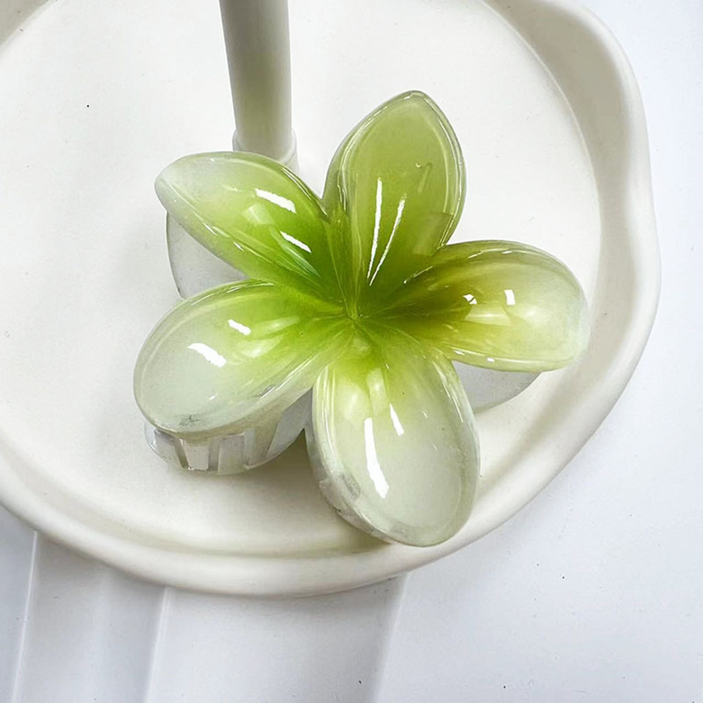 Nhựa Frangipani Tóc Móng Vuốt Kẹp Đuôi Ngựa Giá Đỡ Màu Gradient Cá Mập Kẹp Cho Nữ Và Bé Gái Sử Dụng Hàng Ngày
