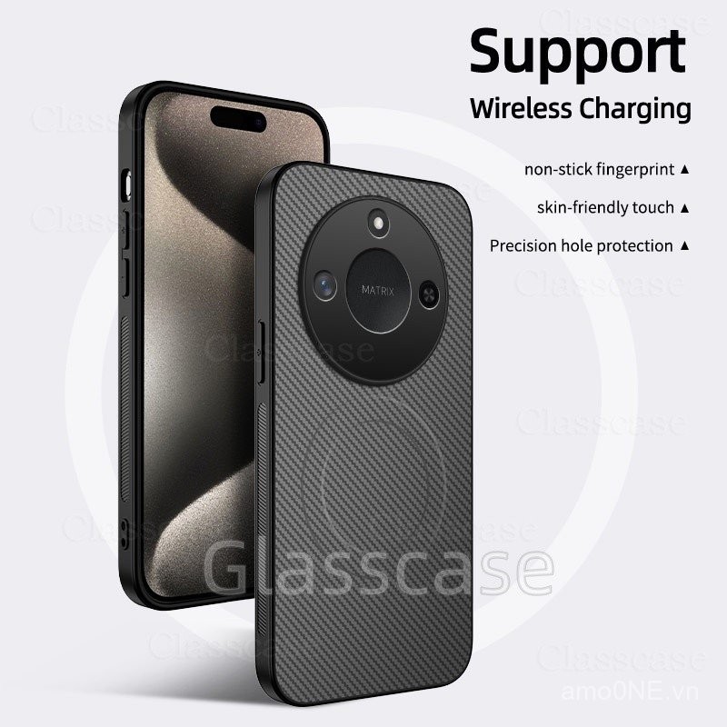 Ốp Cho Honor X9B X9C smart X9Csmart X7B X7C HonorX9C HonorX7C Họa Tiết Sợi Carbon Hút Từ Tính Đơn Giản Màu Trơn Vỏ Điện Thoại Ống Kính Bảo Vệ Toàn Diện Ốp Lưng Chống Sốc CXS