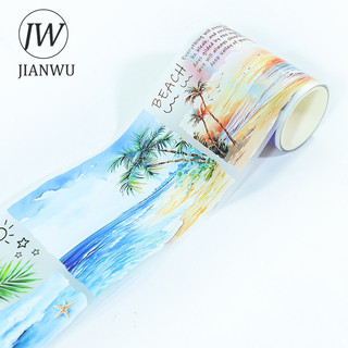 JIANWU 70mm * 200cm Sương Cát Biển Chọn Series Vintage Biển Bãi Biển Phong Cảnh Chất Liệu Cắt Băng PET Tạp Chí Sáng Tạo Văn Phòng Phẩm