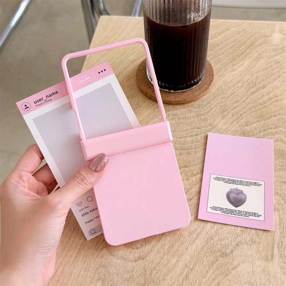 Vỏ bảo vệ bản lề Macaron màu trơn cho Samsung Galaxy Z Flip 7 6 5 4 3 Flip7 Flip6 Flip5 Vỏ cứng