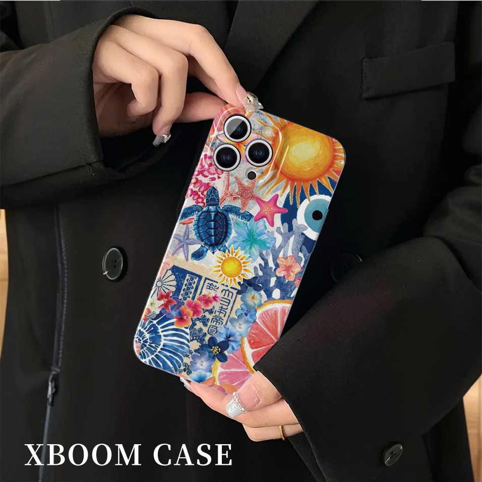 Ốp Điện Thoại Sân Vườn Dưới Nước Cho iPhone16PM 15ProMax 11Pro 12MINI SAMSUNG S22 / 23 / 24 / 25 13plus 7 / 8 SE XS XR Vỏ Cứng Bóng