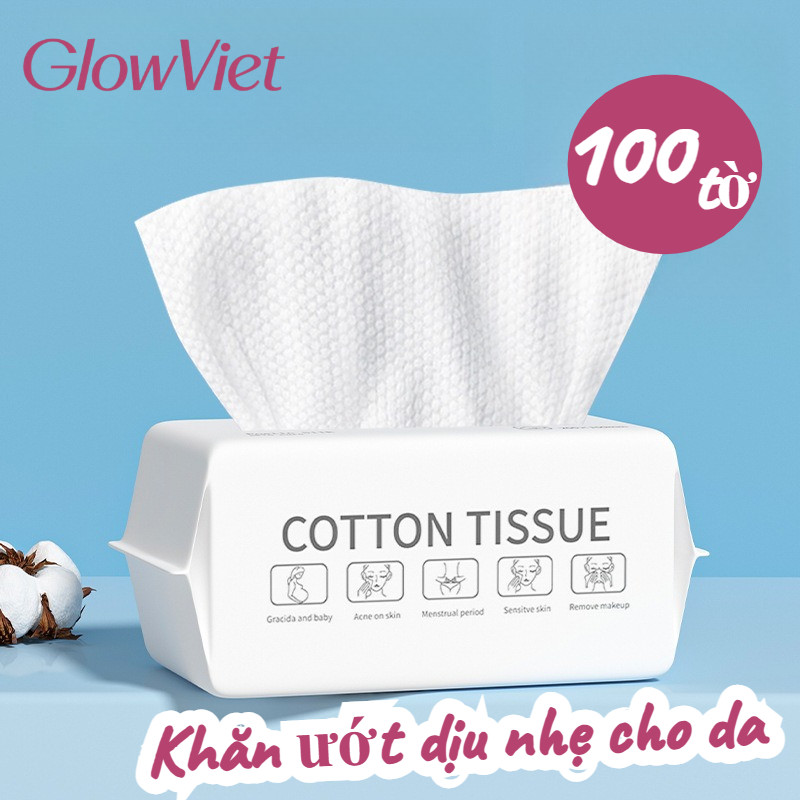 Khăn Mặt Dùng 1 Lần 100 Tờ, Cotton Mềm, Dày Dặn, Đa Năng Khô/Ướt, An Toàn Cho Mọi Loại Da