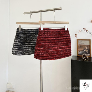Váy ngắn chữ A phong cách Hàn Quốc dành cho nữ, váy dệt kim màu đỏ thanh lịch kiểu Pháp mới mùa đông 2026, tôn dáng và thời trang, bán chạy cho mùa thu đông.